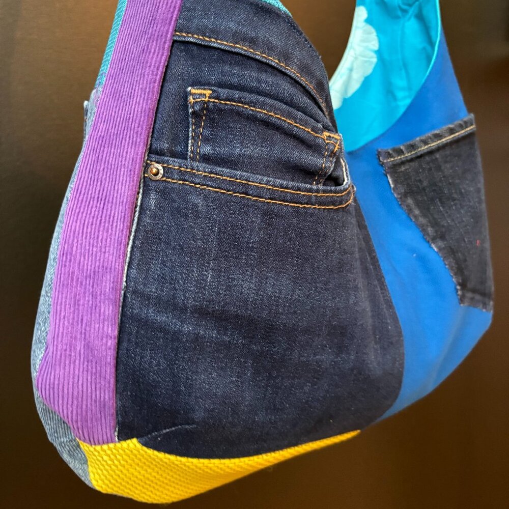 Handmade Upcycled Denim Patchwork Boho Bag – One of a Kind & Sustainable